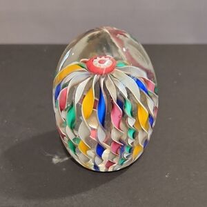 MURANO Multi Colored Twisted Ribbon/Millefiori Hand Blown Art Glass Paperweight